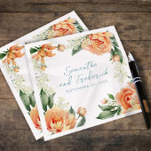 エレガント桃結婚のカスタムフローラ スタンダードカクテルナプキン