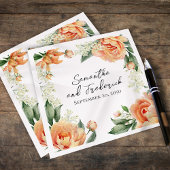 エレガント桃結婚フローラカスタム スタンダードカクテルナプキン