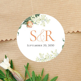 エレガント桃結婚フローラカスタム ラウンドシール