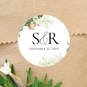 エレガント桃結婚フローラカスタム ラウンドシール