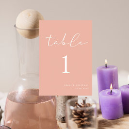 エレガント桃結婚夏 テーブルナンバー