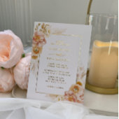 エレガント桃、赤面、シャンパンフローラ結婚 箔招待状
