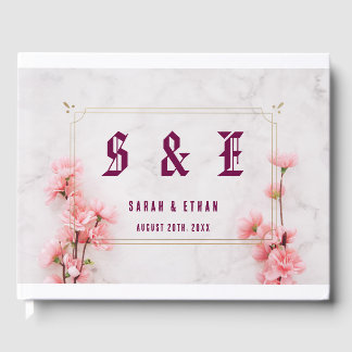 エレガント桜ピンクフローラさくらんぼ結婚ブロッサム ゲストブック