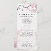 エレガント桜ピンクフローラさくらんぼ結婚ブロッサム メニュー (正面/裏面)