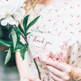 エレガント桜分岐モダン春の結婚式 サンキューカード