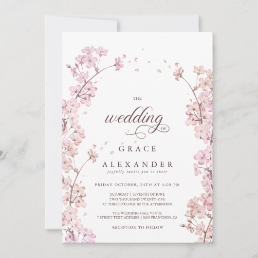 エレガント桜分岐モダン春 招待状 (正面)