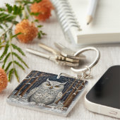 エレガント棒白樹林冬 キーホルダー (正面右)