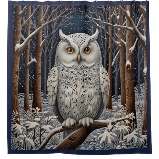 エレガント棒白樹林冬 シャワーカーテン (正面)