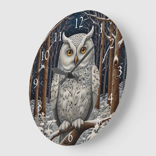 エレガント棒白樹林冬 ラージ壁時計 (傾斜)