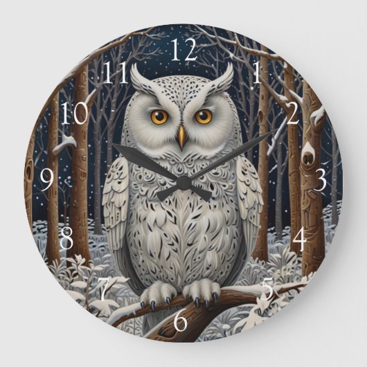 エレガント棒白樹林冬 ラージ壁時計 (正面)