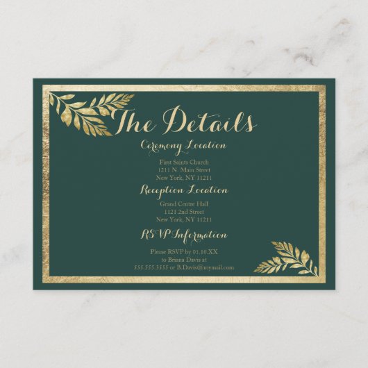 エレガント森の緑のゴールデンリーフ詳細カード エンクロージャーカード (正面)