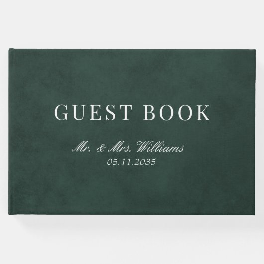 エレガント森の緑の水の結婚色 ゲストブック (正面)