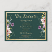 エレガント森の緑の金ゴールドピンクのフローラ詳細カード エンクロージャーカード (正面)