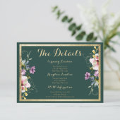 エレガント森の緑の金ゴールドピンクのフローラ詳細カード エンクロージャーカード (スタンド正面)