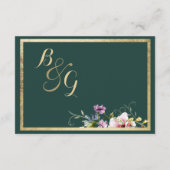 エレガント森の緑の金ゴールドピンクのフローラ詳細カード エンクロージャーカード (裏面)