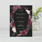 エレガント棺フローラゴシック結婚ハロウィン 招待状 (スタンド正面)