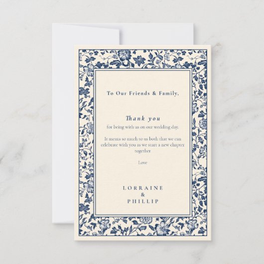 エレガント植物フローラ結婚サンキューカード サンキューカード (正面)