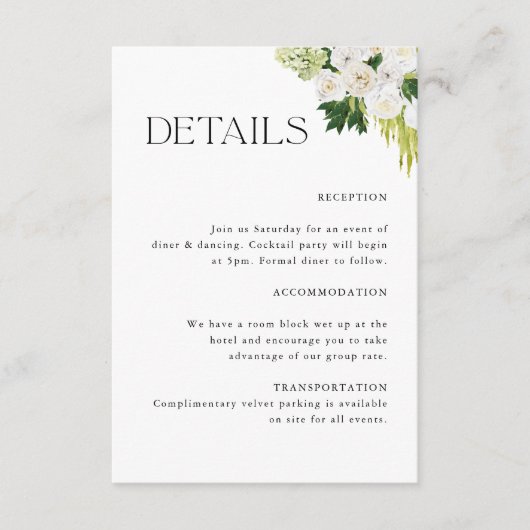 エレガント植物フローラ結婚詳細 エンクロージャーカード (正面)