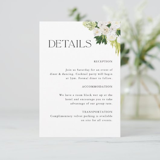 エレガント植物フローラ結婚詳細 エンクロージャーカード (スタンド正面)