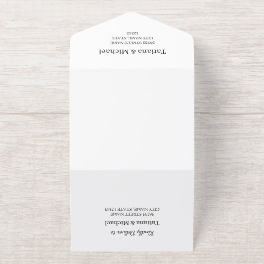 エレガント植物モノグラ結婚ムの黒金ゴールド箔 オールインワン招待状 (外側)