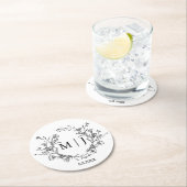 エレガント植物モノグラ結婚ムシンプル病 ラウンドペーパーコースター (インサイチュ)