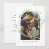 エレガント植物写真結婚の セーブザデート (正面/裏面)