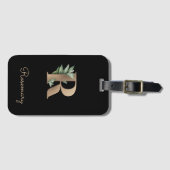 エレガント植物単図金ゴールドR ラゲッジタグ (正面横)