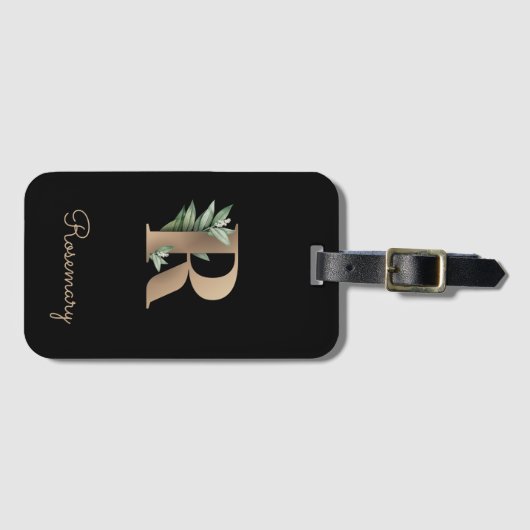 エレガント植物単図金ゴールドR ラゲッジタグ (正面横)