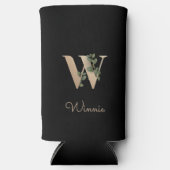 エレガント植物単図金ゴールドW スリム缶クーラー (正面)