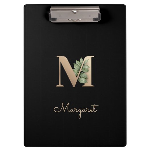 エレガント植物単行文字M クリップボード (正面)