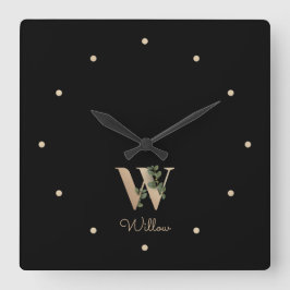 エレガント植物単行文字W スクエア壁時計