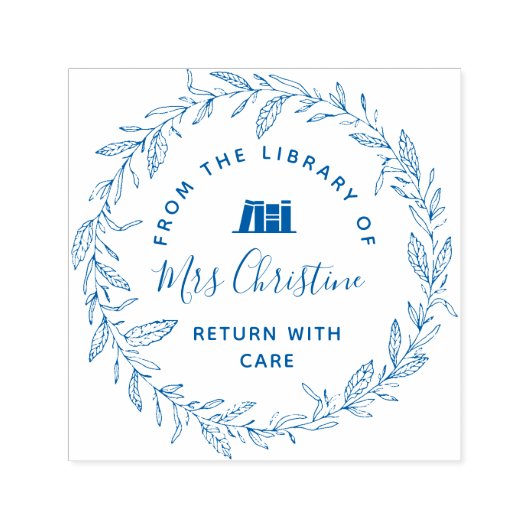 エレガント植物図書台本スタンプ セルフインキングスタンプ (デザイン)