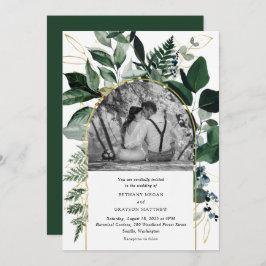 エレガント植物園モダン写真結婚のInvi 招待状
