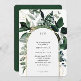 エレガント植物園モダン結婚の 招待状
