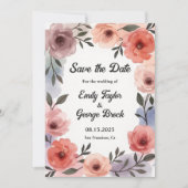 エレガント植物園水彩フローラ結婚ズ セーブザデート (正面)