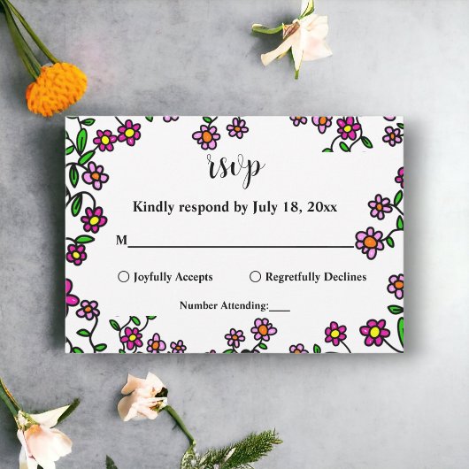 エレガント植物園花フローラ結婚ズ 出欠カード