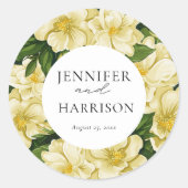 エレガント植物学結婚式招待状 ラウンドシール (正面)