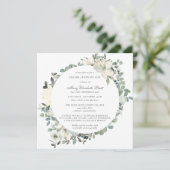 エレガント植物性お祝い・オブ・ライフ・ホワイト・フローラ 招待状 (スタンド正面)