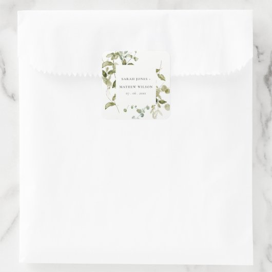 エレガント植物性の葉の水の色結婚の スクエアシール (バッグ)