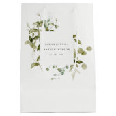 エレガント植物性の葉の水の色結婚の ミディアムペーパーバッグ (裏面)