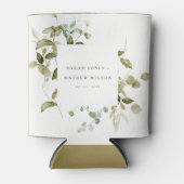 エレガント植物性の葉の水の色結婚の 缶クーラー (正面)