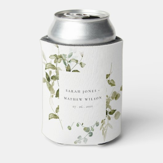エレガント植物性の葉の水の色結婚の 缶クーラー (缶裏面)