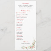 エレガント植物性ピンクのバラ結婚ス プログラム (裏面)