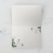 エレガント植物性ピンクの花サンキューカード サンキューカード (内部)