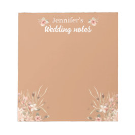 エレガント植物性ボホ結婚ー茶 ノートパッド