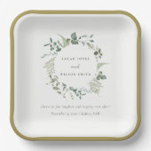 エレガント植物性ユーカリ水の色結婚の ペーパープレート (正面)