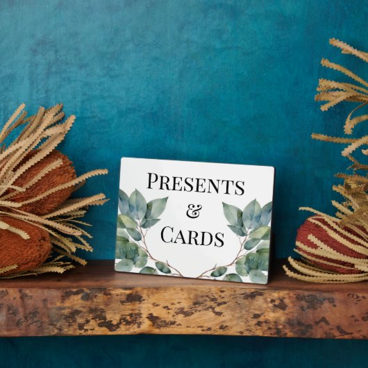 エレガント植物性緑のティール（緑がかった色）葉 フォトプラーク (側面)