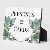 エレガント植物性緑のティール（緑がかった色）葉 フォトプラーク (側面)