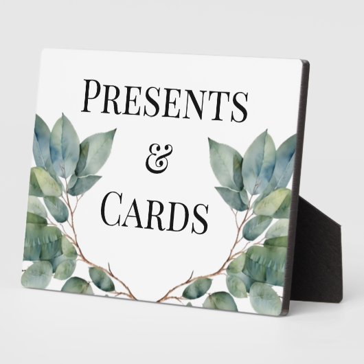 エレガント植物性緑のティール（緑がかった色）葉 フォトプラーク (側面)