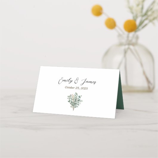 エレガント植物折り結婚畳み座席表 プレイスカード (裏面)